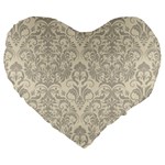 Retro Texture With Ornaments, Vintage Beige Background Large 19  Premium Flano Heart Shape Cushions