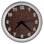Black Leather Texture Leather Textures, Brown Leather Line Wall Clock (Silver)