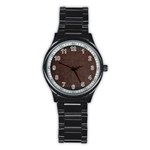 Black Leather Texture Leather Textures, Brown Leather Line Stainless Steel Round Watch