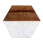Black Leather Texture Leather Textures, Brown Leather Line Marble Wood Coaster (Hexagon) 