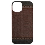 Black Leather Texture Leather Textures, Brown Leather Line iPhone 14 Black UV Print Case