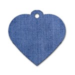 Blue Denim Texture Macro, Blue Denim Background, Jeans Background, Jeans Textures, Fabric Background Dog Tag Heart (One Side)