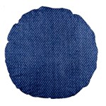 Blue Denim Texture Macro, Blue Denim Background, Jeans Background, Jeans Textures, Fabric Background Large 18  Premium Round Cushions