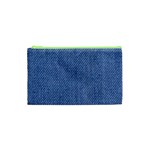 Blue Denim Texture Macro, Blue Denim Background, Jeans Background, Jeans Textures, Fabric Background Cosmetic Bag (XS)