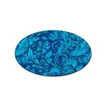 Blue Floral Pattern Texture, Floral Ornaments Texture Sticker (Oval)