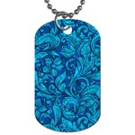 Blue Floral Pattern Texture, Floral Ornaments Texture Dog Tag (Two Sides)