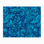 Blue Floral Pattern Texture, Floral Ornaments Texture Small Glasses Cloth