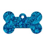 Blue Floral Pattern Texture, Floral Ornaments Texture Dog Tag Bone (Two Sides)