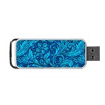 Blue Floral Pattern Texture, Floral Ornaments Texture Portable USB Flash (Two Sides)