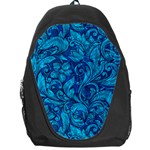 Blue Floral Pattern Texture, Floral Ornaments Texture Backpack Bag