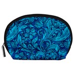 Blue Floral Pattern Texture, Floral Ornaments Texture Accessory Pouch (Large)