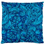 Blue Floral Pattern Texture, Floral Ornaments Texture Standard Premium Plush Fleece Cushion Case (One Side)