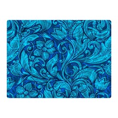 Blue Floral Pattern Texture, Floral Ornaments Texture Two Sides Premium Plush Fleece Blanket (Mini) from UrbanLoad.com 35 x27  Blanket Front
