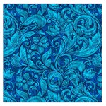 Blue Floral Pattern Texture, Floral Ornaments Texture Square Satin Scarf (36  x 36 )