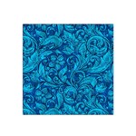Blue Floral Pattern Texture, Floral Ornaments Texture Satin Bandana Scarf 22  x 22 
