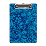 Blue Floral Pattern Texture, Floral Ornaments Texture A5 Acrylic Clipboard
