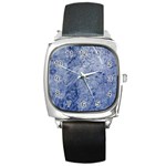 Blue Grunge Texture, Wall Texture, Blue Retro Background Square Metal Watch