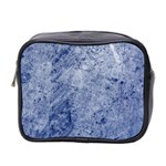 Blue Grunge Texture, Wall Texture, Blue Retro Background Mini Toiletries Bag (Two Sides)