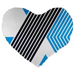Blue Lines Background, Retro Backgrounds, Blue Large 19  Premium Heart Shape Cushions
