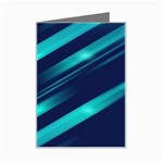 Blue Neon Lines, Blue Background, Abstract Background Mini Greeting Card