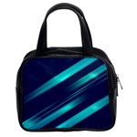 Blue Neon Lines, Blue Background, Abstract Background Classic Handbag (Two Sides)