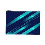 Blue Neon Lines, Blue Background, Abstract Background Cosmetic Bag (Large)