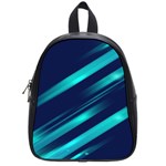 Blue Neon Lines, Blue Background, Abstract Background School Bag (Small)