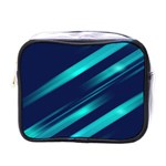 Blue Neon Lines, Blue Background, Abstract Background Mini Toiletries Bag (One Side)