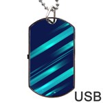 Blue Neon Lines, Blue Background, Abstract Background Dog Tag USB Flash (Two Sides)
