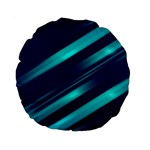 Blue Neon Lines, Blue Background, Abstract Background Standard 15  Premium Round Cushions