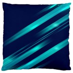 Blue Neon Lines, Blue Background, Abstract Background Large Premium Plush Fleece Cushion Case (One Side)