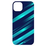 Blue Neon Lines, Blue Background, Abstract Background iPhone 14 Plus Black UV Print Case