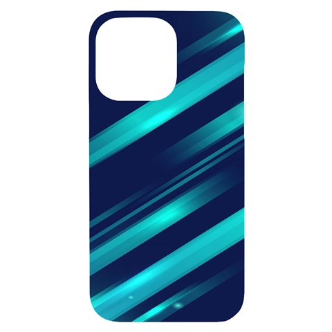 Blue Neon Lines, Blue Background, Abstract Background iPhone 14 Pro Max Black UV Print Case from UrbanLoad.com Front