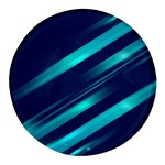 Blue Neon Lines, Blue Background, Abstract Background Round Glass Fridge Magnet (4 pack)