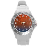 Orange To Blue, Abstract, Background, Blue, Orange, Round Plastic Sport Watch (L)