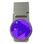 Purple Geometric Abstraction, Purple Neon Background Money Clips (Round) 
