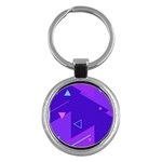 Purple Geometric Abstraction, Purple Neon Background Key Chain (Round)