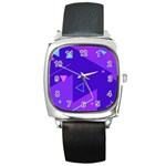 Purple Geometric Abstraction, Purple Neon Background Square Metal Watch