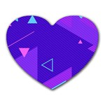 Purple Geometric Abstraction, Purple Neon Background Heart Mousepad