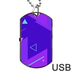 Purple Geometric Abstraction, Purple Neon Background Dog Tag USB Flash (Two Sides)
