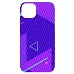 Purple Geometric Abstraction, Purple Neon Background iPhone 14 Plus Black UV Print Case