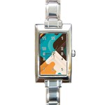 Retro Colored Abstraction Background, Creative Retro Rectangle Italian Charm Watch