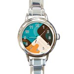 Retro Colored Abstraction Background, Creative Retro Round Italian Charm Watch