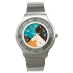 Retro Colored Abstraction Background, Creative Retro Stainless Steel Watch