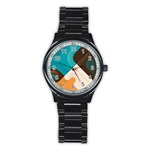 Retro Colored Abstraction Background, Creative Retro Stainless Steel Round Watch