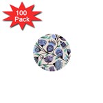 Retro Texture With Birds 1  Mini Buttons (100 pack) 