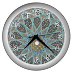 Tile, Geometry, Pattern, Points, Abstraction Wall Clock (Silver)
