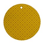 Yellow Floral Pattern Vintage Pattern, Yellow Background Ornament (Round)