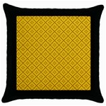 Yellow Floral Pattern Vintage Pattern, Yellow Background Throw Pillow Case (Black)