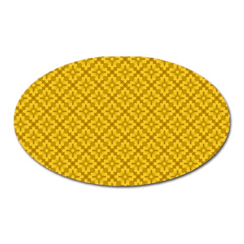 Yellow Floral Pattern Vintage Pattern, Yellow Background Oval Magnet from UrbanLoad.com Front